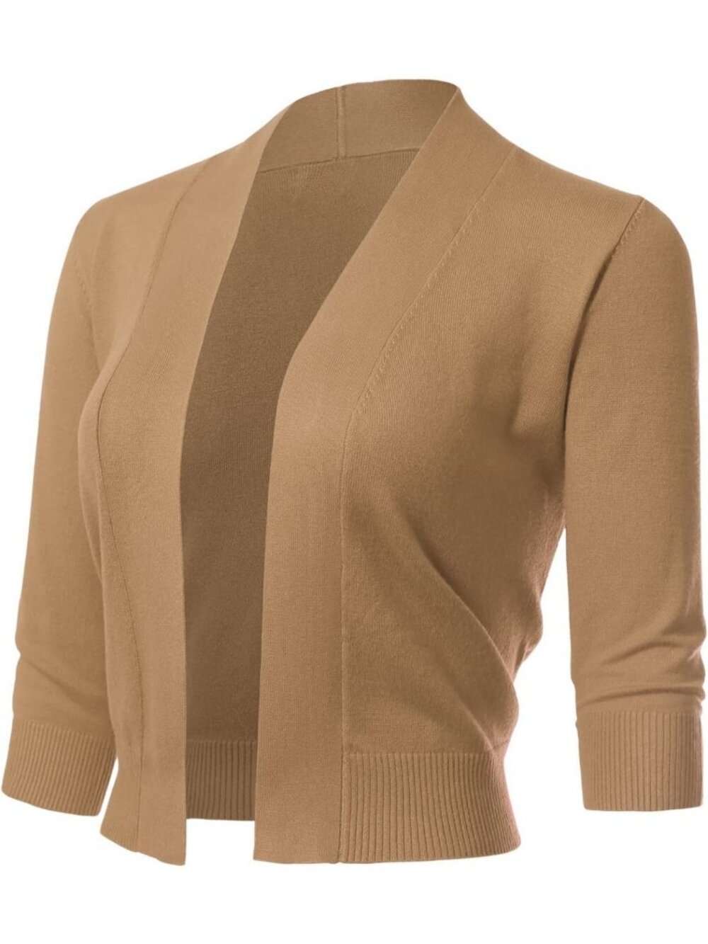 Chic Women's 3/4 Sleeve Cropped Shrug Cardigan - Lightweight Layering Piece